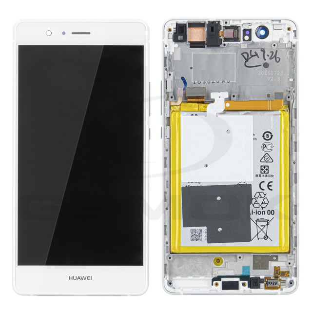 WYŚWIETLACZ LCD DO HUAWEI P9 LITE VNS-L31 Z RAMKĄ I BATERIĄ BIAŁY 02350SLF 02350TQV ORYGINAŁ SERVICE PACK