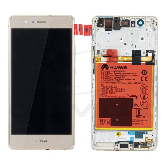 WYŚWIETLACZ LCD DO HUAWEI P9 LITE VNS-L31 Z RAMKĄ I BATERIĄ ZŁOTY 02350TMS 02350TQK ORYGINAŁ SERVICE PACK