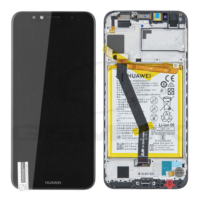 WYŚWIETLACZ LCD DO HUAWEI Y6 2018 Z RAMKĄ I BATERIĄ CZARNY 02351WLJ ORYGINAŁ SERVICE PACK