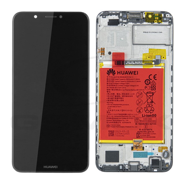 WYŚWIETLACZ LCD DO HUAWEI Y7 2018 / Y7 PRIME 2018 Z RAMKĄ I BATERIĄ CZARNY 02351USA ORYGINAŁ SERVICE PACK