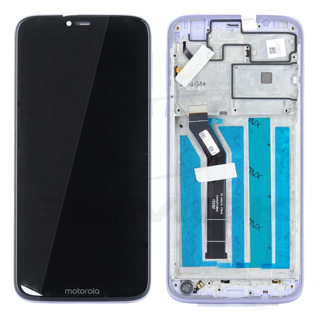 WYŚWIETLACZ LCD DO MOTOROLA MOTO G7 POWER XT1955 Z RAMKĄ FIOLETOWY 5D68C13603 5D68C13603PW ORYGINAŁ SERVICE PACK