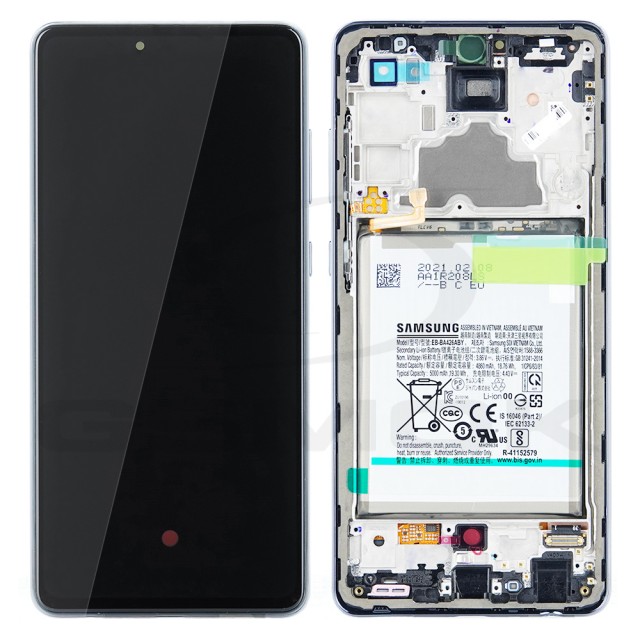 WYŚWIETLACZ LCD DO SAMSUNG A725 A726 GALAXY A72 / A72 5G CZARNY Z RAMKĄ I BATERIĄ GH82-25541A GH82-25542A ORYGINAŁ SERVICE PACK
