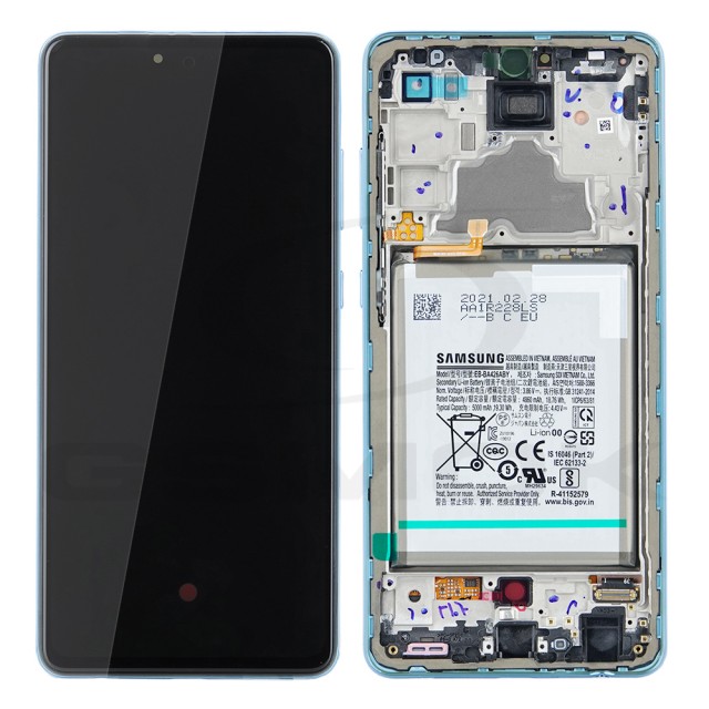 WYŚWIETLACZ LCD DO SAMSUNG A725 A726 GALAXY A72 / A72 5G NIEBIESKI Z RAMKĄ I BATERIĄ GH82-25541B GH82-25542B ORYGINAŁ SERVICE PACK