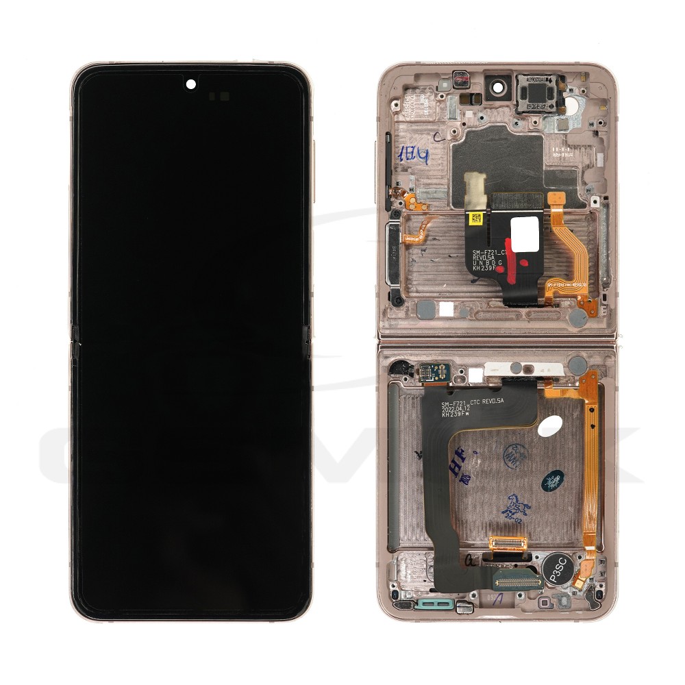 WYŚWIETLACZ LCD + PANEL DOTYKOWY KOMPLET SAMSUNG F721 GALAXY Z FLIP 4 Z RAMKĄ RÓŻOWE ZŁOTO [REGENEROWANY]