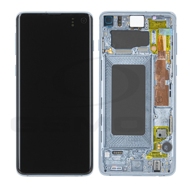 WYŚWIETLACZ LCD DO SAMSUNG G973 GALAXY S10 NIEBIESKI Z RAMKĄ GH82-18850C GH82-18835C GH82-18860C ORYGINAŁ SERVICE PACK