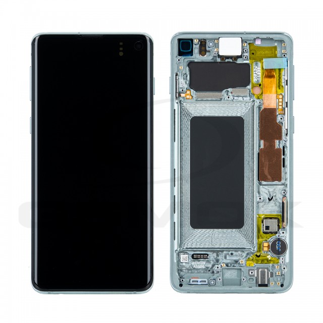 WYŚWIETLACZ LCD DO SAMSUNG G973 GALAXY S10 ZIELONY Z RAMKĄ GH82-18850E GH82-18835E GH82-18860E ORYGINAŁ SERVICE PACK