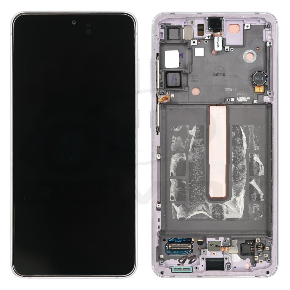 WYŚWIETLACZ LCD + PANEL DOTYKOWY KOMPLET SAMSUNG G990 GALAXY S21 FE Z RAMKĄ FIOLETOWY PULLED GRADE B