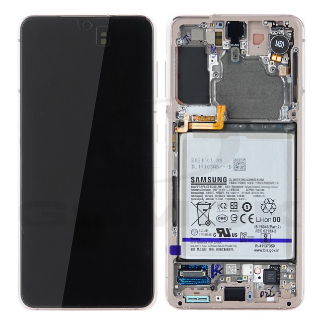 WYŚWIETLACZ LCD DO SAMSUNG G991 GALAXY S21 FIOLETOWY Z RAMKĄ I BATERIĄ GH82-24716B GH82-24718B GH82-27253B GH82-27254B ORYGINAŁ SERVICE PACK