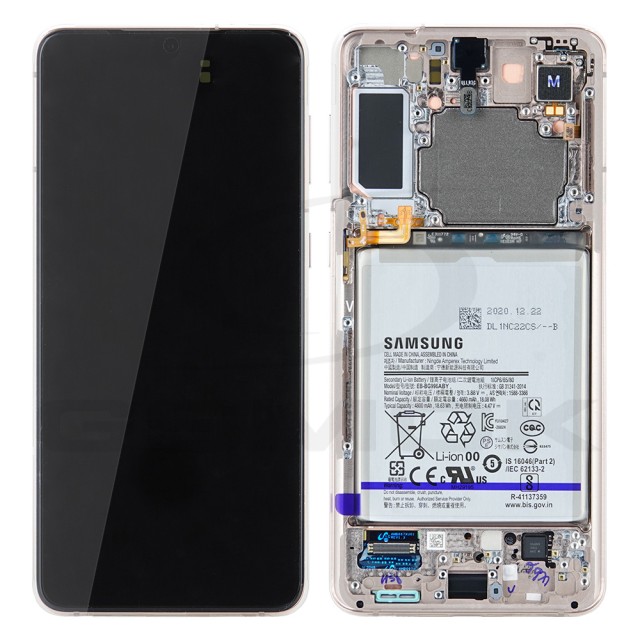 WYŚWIETLACZ LCD DO SAMSUNG G996 GALAXY S21 PLUS FIOLETOWY Z RAMKĄ I BATERIĄ GH82-24744B GH82-24555B ORYGINAŁ SERVICE PACK