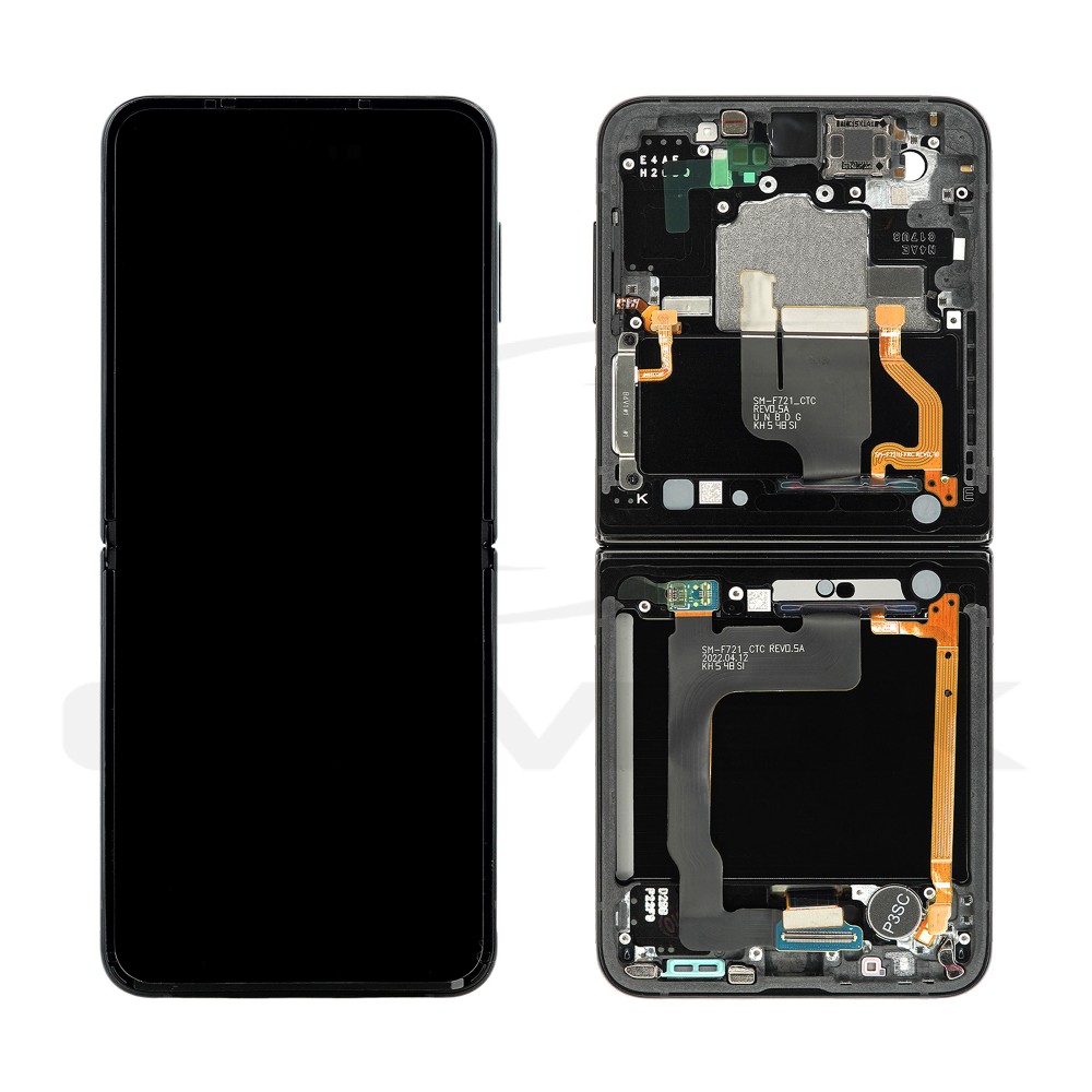 WYŚWIETLACZ LCD WEWNĘTRZNY + PANEL DOTYKOWY KOMPLET SAMSUNG F721 GALAXY Z FLIP 4 CZARNY GH82-29440E GH82-29441E GH82-30238E GH82-30239E ORYGINAŁ SERVICE PACK