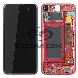 WYŚWIETLACZ LCD DO SAMSUNG G970 GALAXY S10E CZERWONY Z RAMKĄ GH82-18852H, GH82-18836H ORYGINAŁ SERVICE PACK
