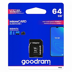 KARTA PAMIĘCI GOODRAM MICRO SD 64GB Z ADAPTEREM 10 CLASS UHS I M1AA-0640R12