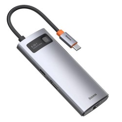 ADAPTER HUB USB-C BASEUS METAL GLEAM 6W1 SZARY