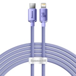 KABEL BASEUS CRYSTAL SHINE SERIES USB-C DO LIGHTNING 20W 2M CAJY000305 FIOLETOWY