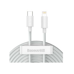 KABEL USB-C DO LIGHTNING 2.4A 1.5M BASEUS SIMPLE WISDOM TZCATLZJ-02 BIAŁY 2 SZTUKI