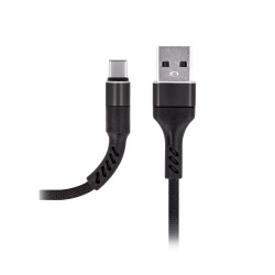 KABEL USB DO USB-C MAXLIFE MXUC-01 CZARNY NYLONOWY 2A 1M