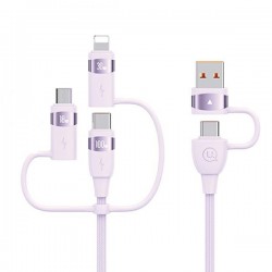KABEL USB USB-C USAMS U85 USB-C MICRO USB LIGHTNING 100W 1.2M PD FAST CHARGE FIOLETOWY