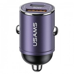 ŁADOWARKA SAMOCHODOWA USAMS C38 USB + USB-C 30W PD FAST CHARGE FIOLETOWA ŁADOWARKA SAMOCHODOWA USAMS C38 USB + USB-C 30W PD FAST CHARGE FIOLETOWA