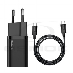 ŁADOWARKA SIECIOWA BASEUS SUPER SI USB-C 25W QC PD + KABEL USB-C DO USB-C TZCCSUP-L01 CZARNA