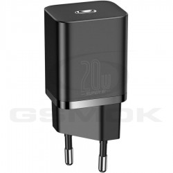 ŁADOWARKA SIECIOWA BASEUS USB-C 20W QC PD + KABEL USB-C LIGHTNING 1M TZCCSUP-B01 CZARNA