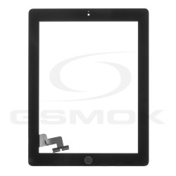 PANEL DOTYKOWY IPAD 2 (A1395, A1396, A1397) CZARNY Z TAŚMĄ KLEJĄCĄ I PRZYCISKIEM HOME