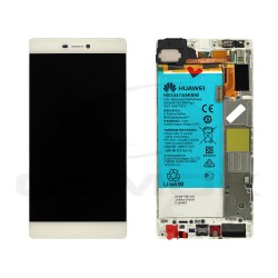 WYŚWIETLACZ LCD DO HUAWEI P8 GRA-L09 Z RAMKĄ I BATERIĄ BIAŁY 02350GRS ORYGINAŁ SERVICE PACK