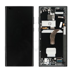 WYŚWIETLACZ LCD + PANEL DOTYKOWY KOMPLET SAMSUNG S908 GALAXY S22 ULTRA 5G Z RAMKĄ GRAFITOWY GH82-27489E GH82-27488E ORYGINAŁ SERVICE PACK