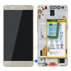 WYŚWIETLACZ LCD DO HUAWEI HONOR 7 Z RAMKĄ I BATERIĄ ZŁOTY 02350QTN ORYGINAŁ SERVICE PACK