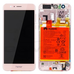 WYŚWIETLACZ LCD DO HUAWEI HONOR 8 Z RAMKĄ I BATERIĄ RÓŻOWY 02350VAT ORYGINAŁ SERVICE PACK