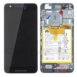 WYŚWIETLACZ LCD DO HUAWEI NEXUS 6P NIN-A22 Z RAMKĄ I BATERIĄ CZARNY 02350MXK ORYGINAŁ SERVICE PACK