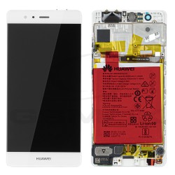 WYŚWIETLACZ LCD DO HUAWEI P9 EVA-L09 Z RAMKĄ I BATERIĄ BIAŁY 02350RKF ORYGINAŁ SERVICE PACK