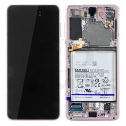 WYŚWIETLACZ LCD DO SAMSUNG G991 GALAXY S21 RÓŻOWY Z RAMKĄ I BATERIĄ GH82-24716D GH82-24718D ORYGINAŁ SERVICE PACK