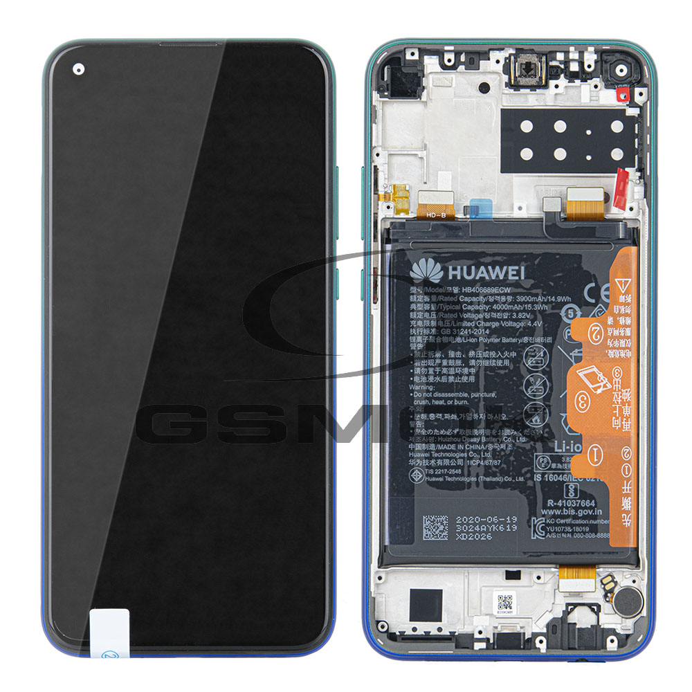 WYŚWIETLACZ LCD DO HUAWEI P40 LITE E Z RAMKĄ I BATERIĄ NIEBIESKI 02353FMX ORYGINAŁ SERVICE PACK