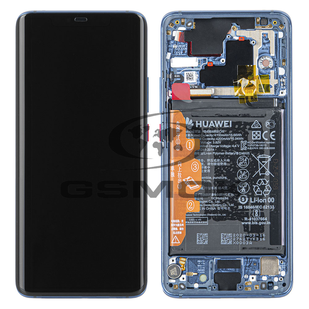 WYŚWIETLACZ LCD DO HUAWEI MATE 20 PRO Z RAMKĄ I BATERIĄ NIEBIESKI 02352GFX ORYGINAŁ SERVICE PACK