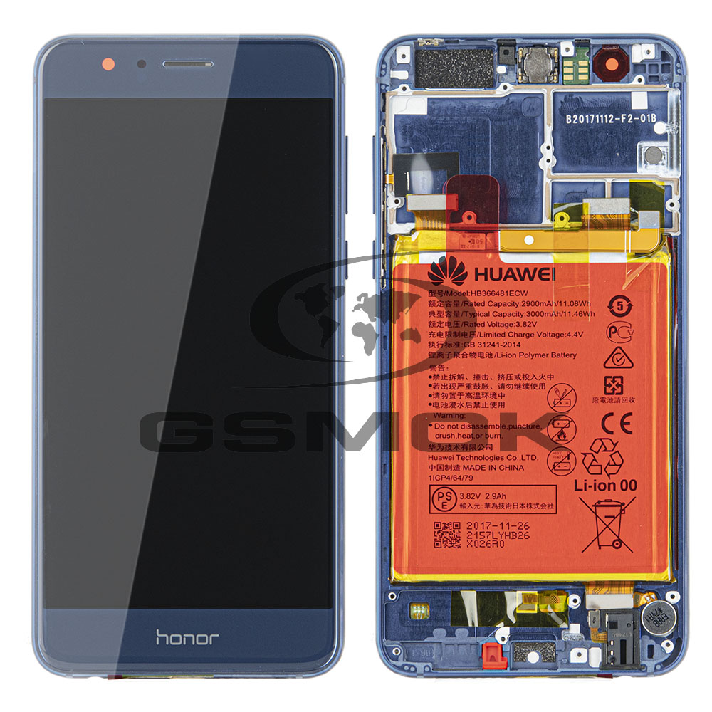 WYŚWIETLACZ LCD DO HUAWEI HONOR 8 Z RAMKĄ I BATERIĄ NIEBIESKI 02350USN 02350USM 02350WVB ORYGINAŁ SERVICE PACK