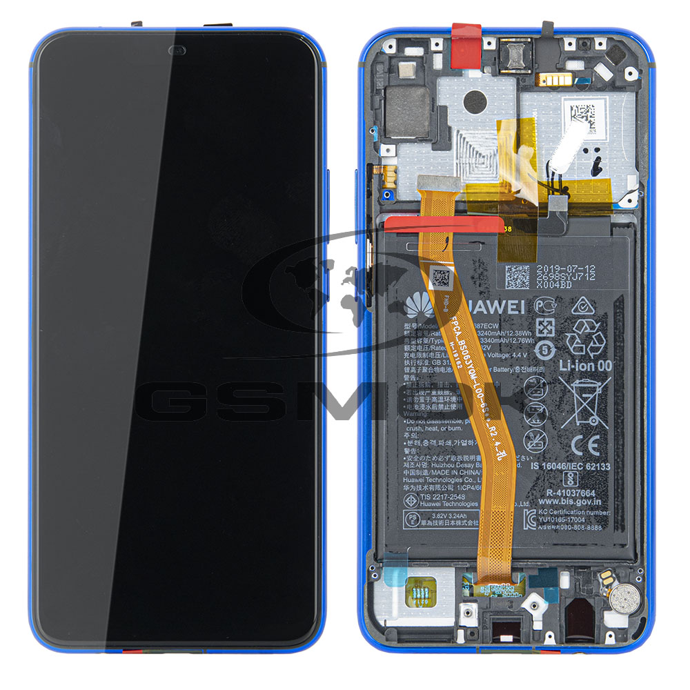 WYŚWIETLACZ LCD DO HUAWEI P SMART PLUS Z RAMKĄ I BATERIĄ FIOLETOWY 02352BUH ORYGINAŁ SERVICE PACK
