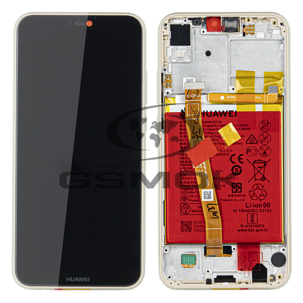 WYŚWIETLACZ LCD DO HUAWEI P20 LITE Z RAMKĄ I BATERIĄ ZŁOTY 02351WRN ORYGINAŁ SERVICE PACK
