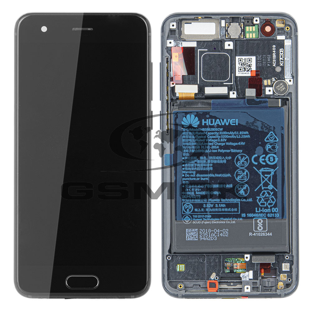 WYŚWIETLACZ LCD DO HUAWEI HONOR 9 STF-L09 Z RAMKĄ I BATERIĄ CZARNY 02351LGK ORYGINAŁ SERVICE PACK