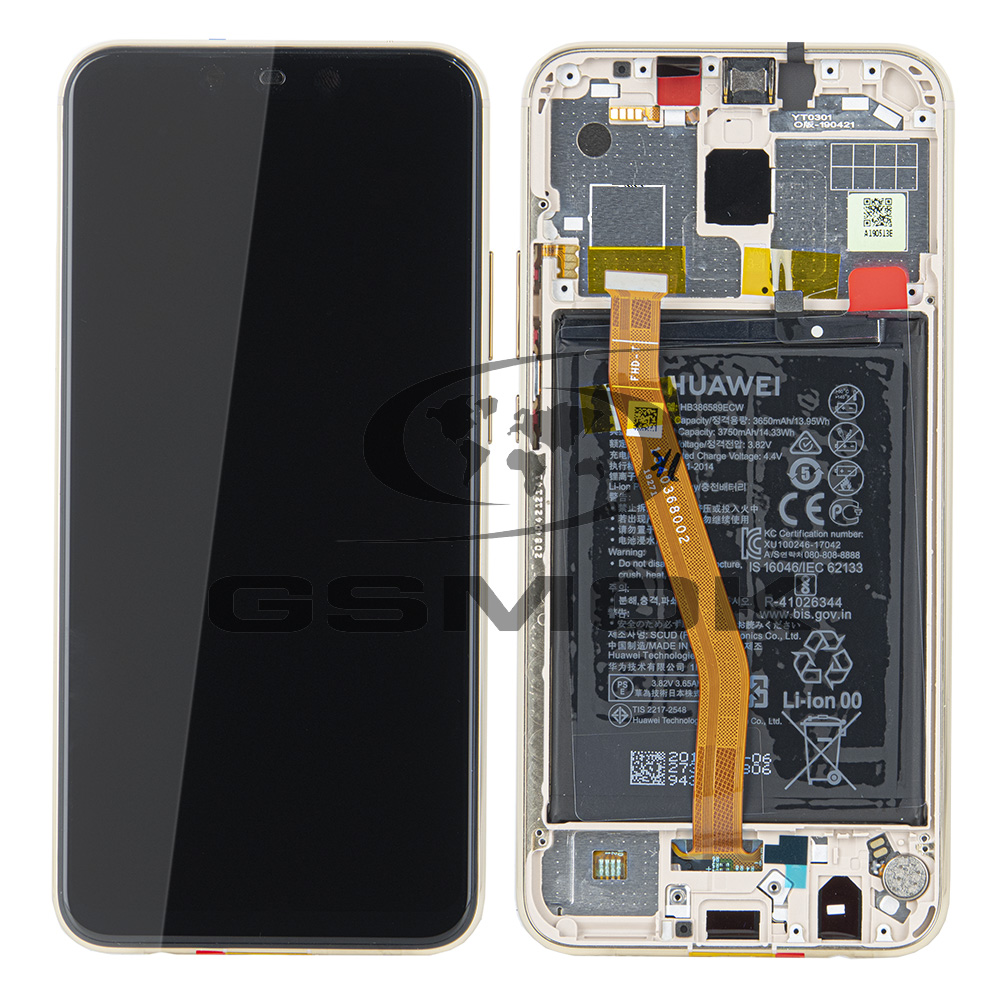WYŚWIETLACZ LCD DO HUAWEI MATE 20 LITE Z RAMKĄ I BATERIĄ ZŁOTY 02352DKN 02352GTV ORYGINAŁ SERVICE PACK
