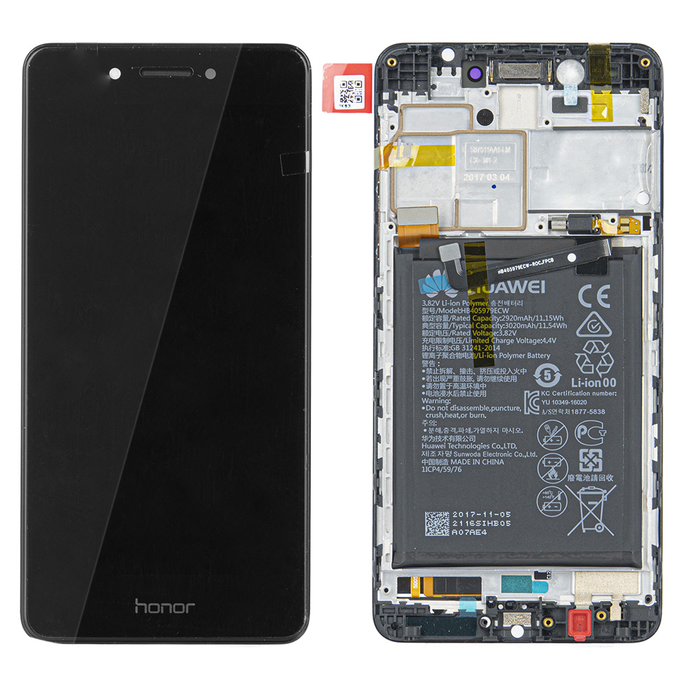 WYŚWIETLACZ LCD DO HUAWEI HONOR 6C Z RAMKĄ I BATERIĄ SZARY 02351FUV ORYGINAŁ SERVICE PACK