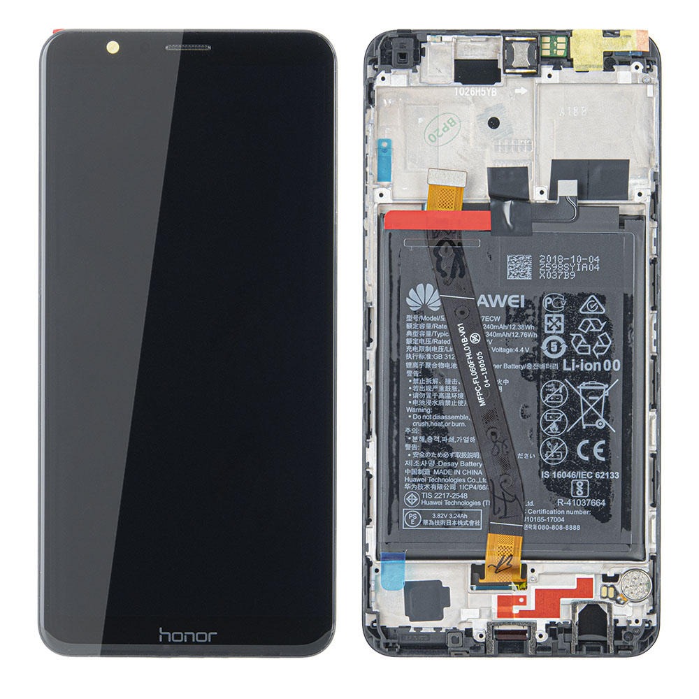 WYŚWIETLACZ LCD DO HUAWEI HONOR 7X Z RAMKĄ I BATERIĄ CZARNY 02351PUU 02351TXT ORYGINAŁ SERVICE PACK