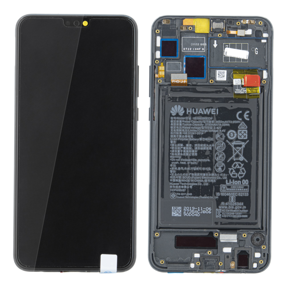 WYŚWIETLACZ LCD DO HUAWEI HONOR 8X Z RAMKĄ I BATERIĄ CZARNY 02352DWX ORYGINAŁ SERVICE PACK