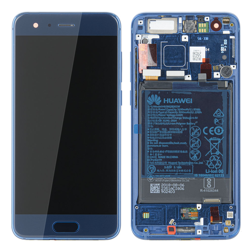 WYŚWIETLACZ LCD DO HUAWEI HONOR 9 STF-L09 Z RAMKĄ I BATERIĄ NIEBIESKI 02351LBV ORYGINAŁ SERVICE PACK