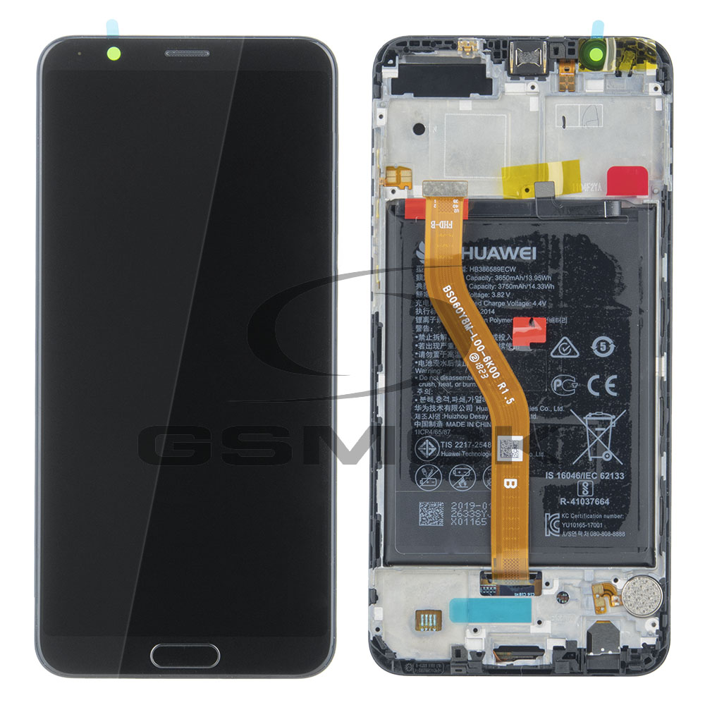 WYŚWIETLACZ LCD DO HUAWEI HONOR VIEW 10 Z RAMKĄ I BATERIĄ CZARNY 02351SXC ORYGINAŁ SERVICE PACK