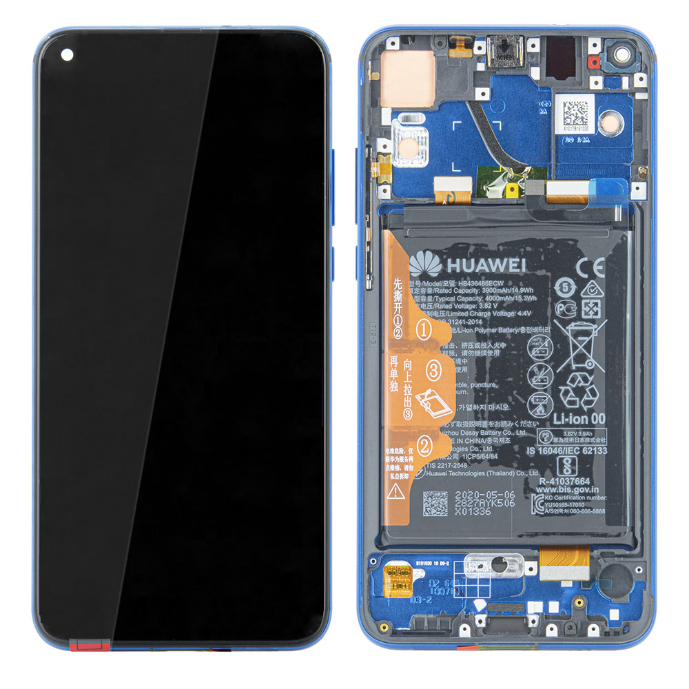 WYŚWIETLACZ LCD DO HUAWEI HONOR VIEW 20 Z RAMKĄ I BATERIĄ NIEBIESKI 02352JKQ ORYGINAŁ SERVICE PACK