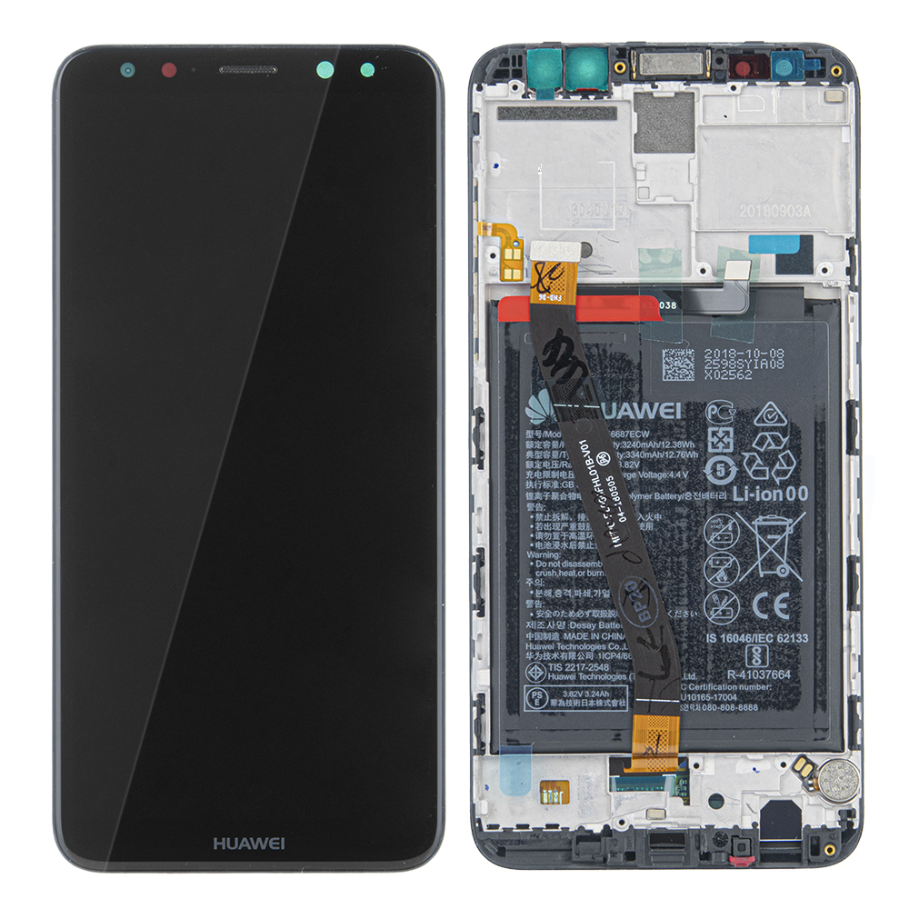 WYŚWIETLACZ LCD + PANEL DOTYKOWY KOMPLET HUAWEI MATE 10 LITE RNE-L21 Z RAMKĄ I BATERIĄ 02351QCY 02351PYX 02354JRP ORYGINAŁ SERVICE PACK