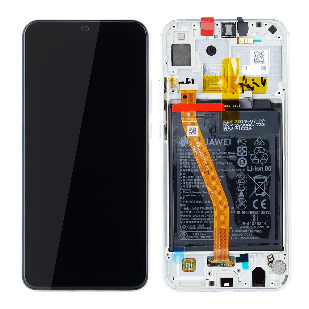 WYŚWIETLACZ LCD DO HUAWEI P SMART PLUS Z RAMKĄ I BATERIĄ BIAŁY 02352BUK ORYGINAŁ SERVICE PACK
