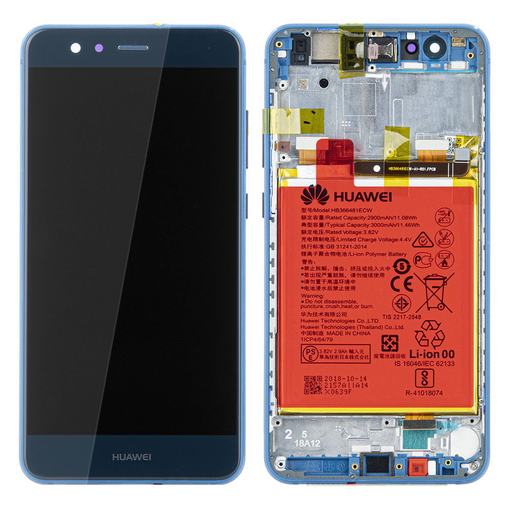 WYŚWIETLACZ LCD DO HUAWEI P10 LITE WAS-LX1A Z RAMKĄ I BATERIĄ NIEBIESKI 02351ERX 02351FSL ORYGINAŁ SERVICE PACK