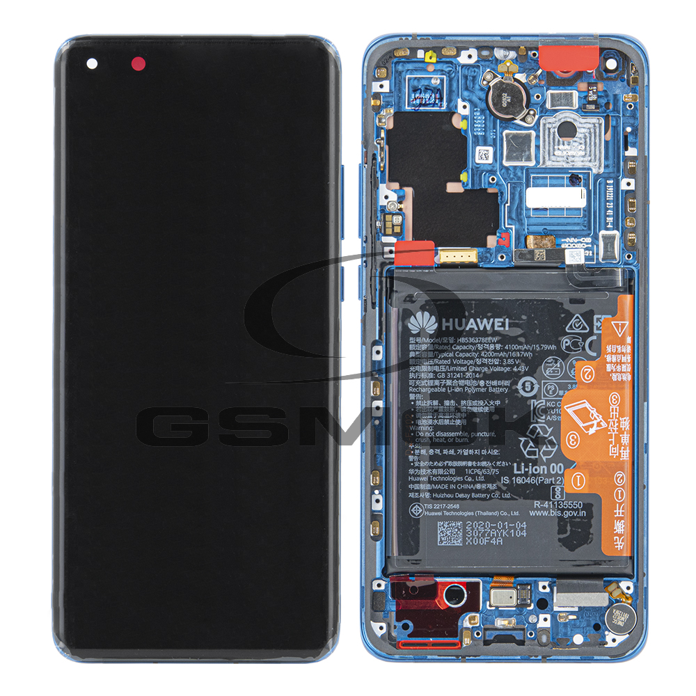 WYŚWIETLACZ LCD DO HUAWEI P40 PRO Z RAMKĄ I BATERIĄ NIEBIESKI 02353PJJ ORYGINAŁ SERVICE PACK