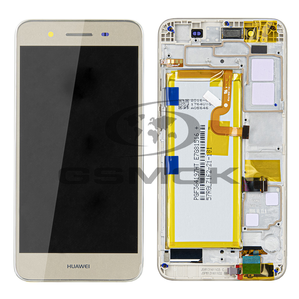 WYŚWIETLACZ LCD DO HUAWEI P8 LITE SMART TAG-L01 Z RAMKĄ I BATERIĄ ZŁOTY 02350PLD ORYGINAŁ SERVICE PACK